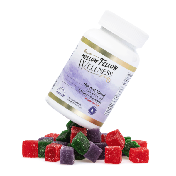 Mellow Fellow Wellness Gummies – Rest Blend – Tropic Medley (1500 mg Total Cannabinoids)