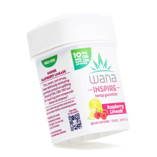 Wana Inspire Gummies – Raspberry Limeade (300 mg Total Cannabinoids) - Image 2