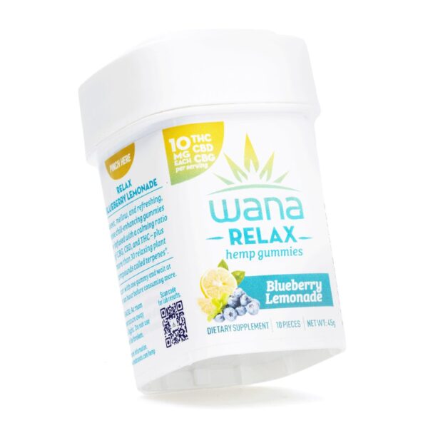 Wana Relax Gummies – Blueberry Lemonade (300 mg Total Cannabinoids) - Image 2